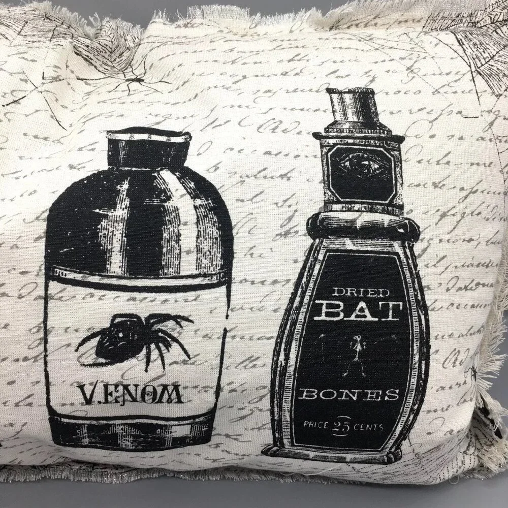 NEW Cynthia Rowley Halloween Magic Potion Apothecary Bottle Feather Pillow 14x24